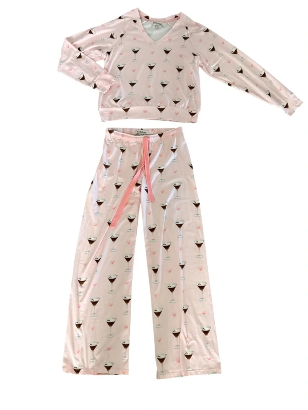 PJ Salvage Pink Espresso Martini Glass Two-Piece Pajama Set ✨ XS ✨Cozy & Cute - Picture 10 of 10